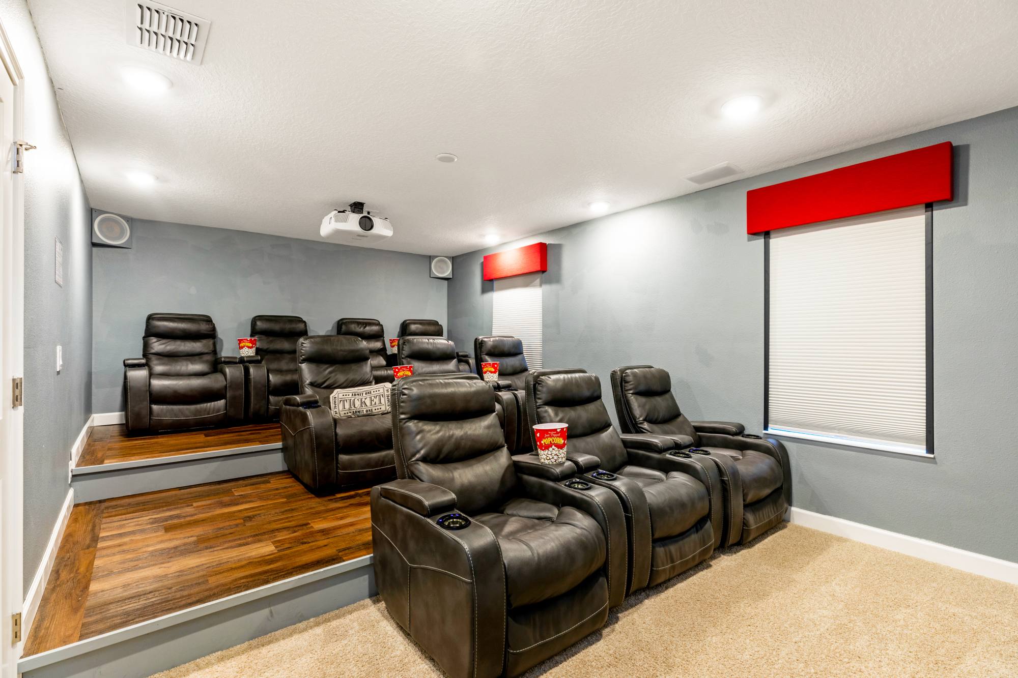 Movie theater seating in an 8-bedroom Champions Gate villa Movie theater seating in an 8-bedroom Champions Gate villa