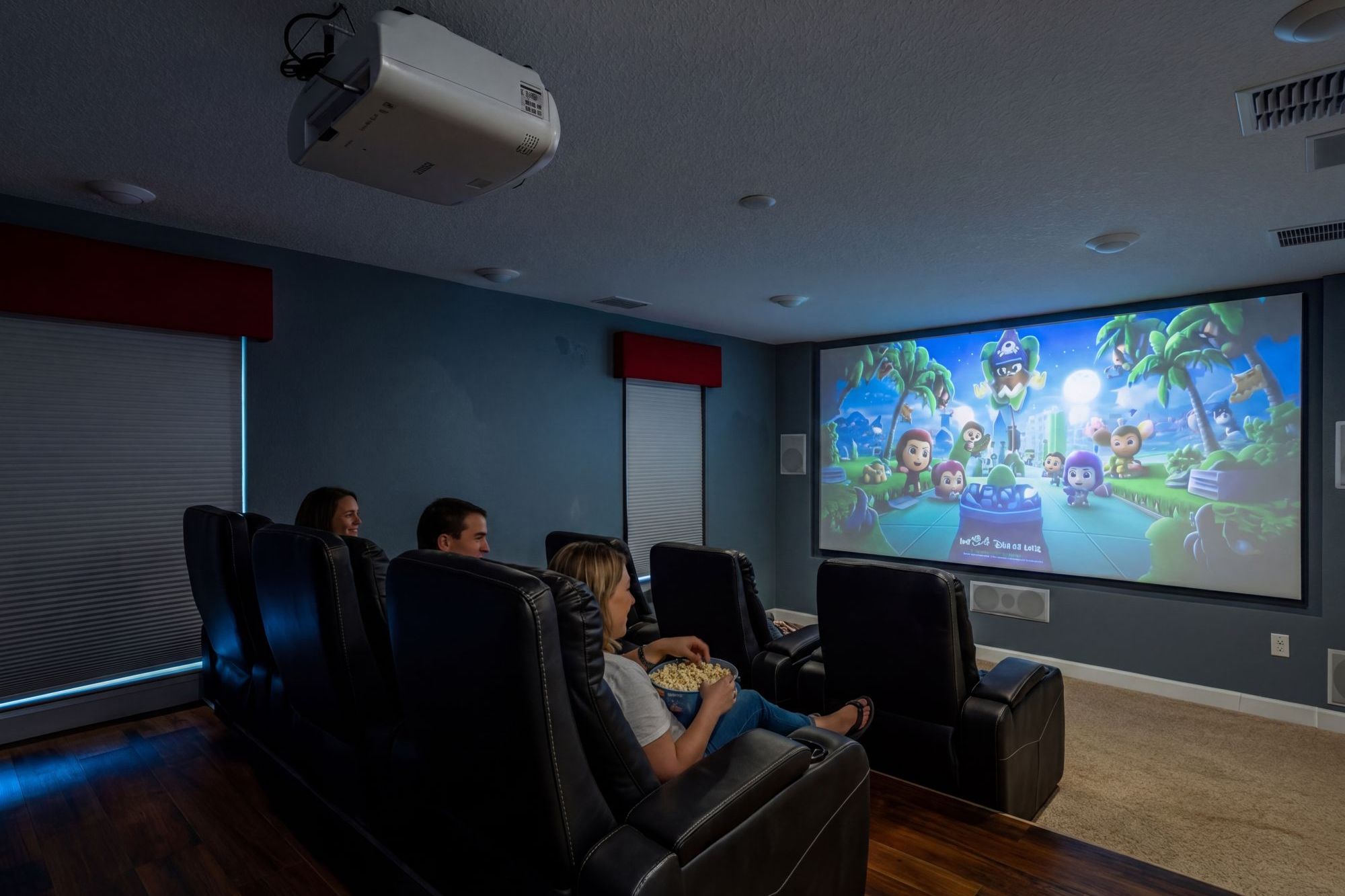Home cinema with Dolby Atmos sound and leather recliners at Feels Like Magic near Disney Home cinema with Dolby Atmos sound and leather recliners at Feels Like Magic near Disney